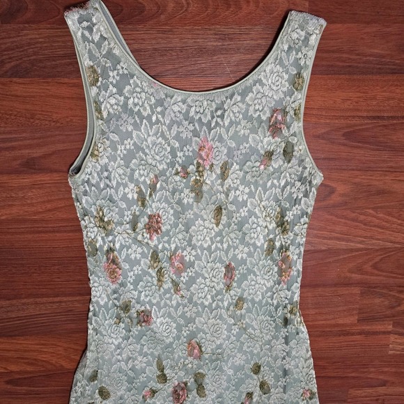 Romantic 90s Floral Lace Overlay Maxi Dress Cottagecore Ethereal Womens 8 - Picture 3 of 7